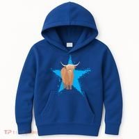 Scottish Highland Cow Star Cow Love Scottish Highland Cows Gift Kids Hoodie thumb 0