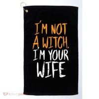 Spooky Halloween Couple Costume Witchy Love Golf Towel thumb 0