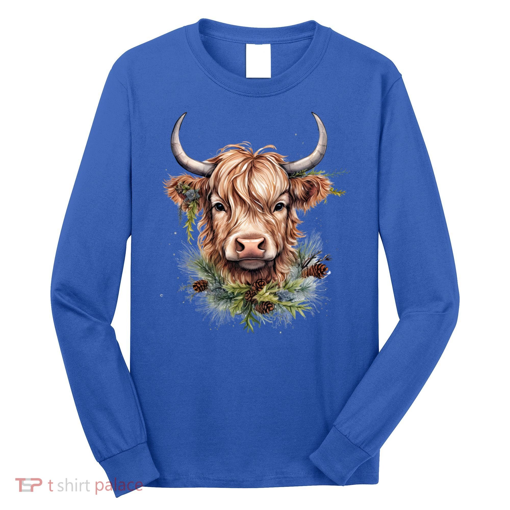 Scottish Highland Cow Cattle Hairy Cow Christmas Funny Gift Long Sleeve Shirt