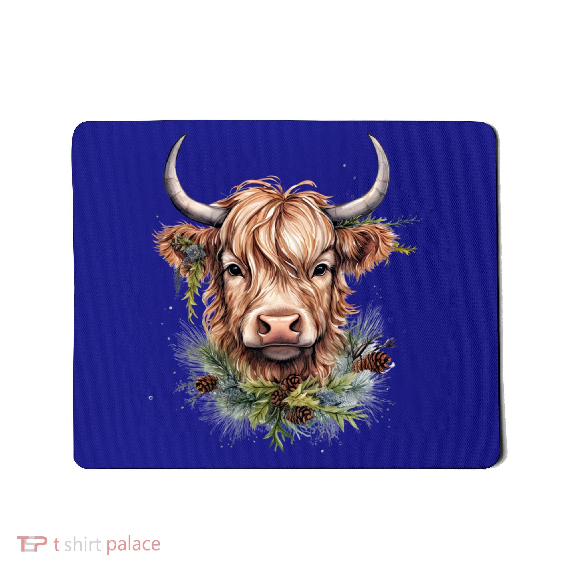 Scottish Highland Cow Cattle Hairy Cow Christmas Funny Gift Mousepad