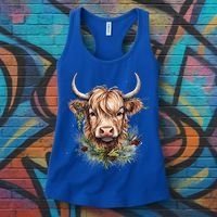 Scottish Highland Cow Cattle Hairy Cow Christmas Funny Gift Women's Tank Top thumb 3