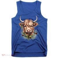 Scottish Highland Cow Cattle Hairy Cow Christmas Funny Gift Tank Top thumb 0