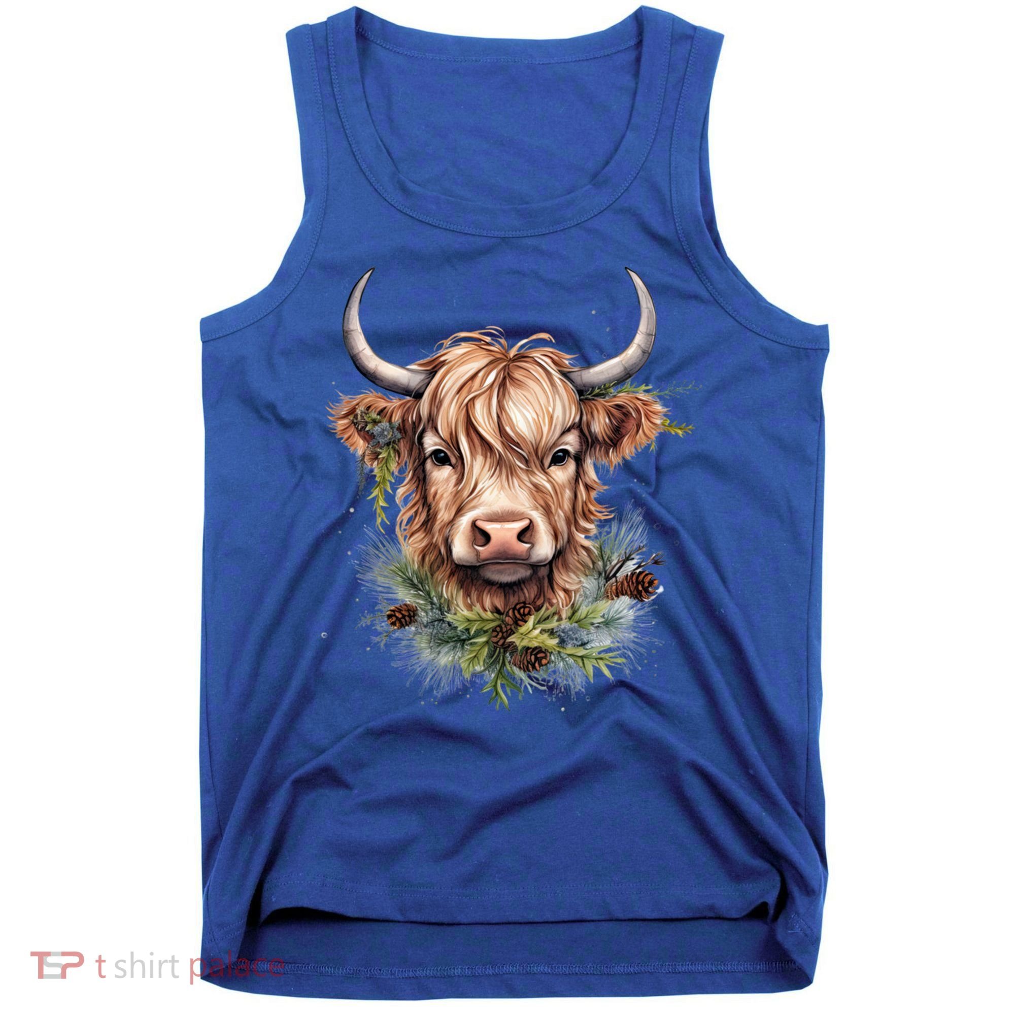 Scottish Highland Cow Cattle Hairy Cow Christmas Funny Gift Tank Top