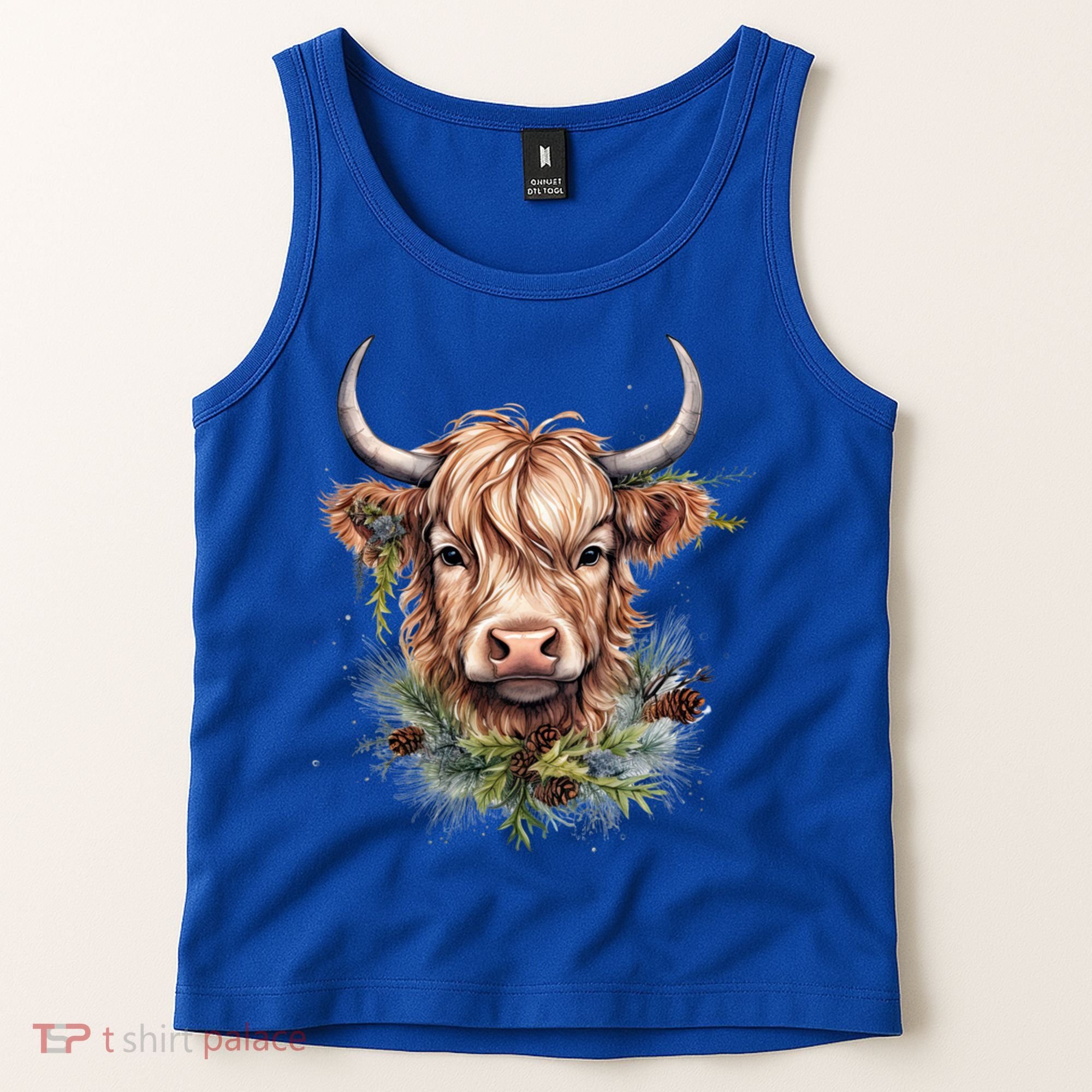 Scottish Highland Cow Cattle Hairy Cow Christmas Funny Gift Tank Top