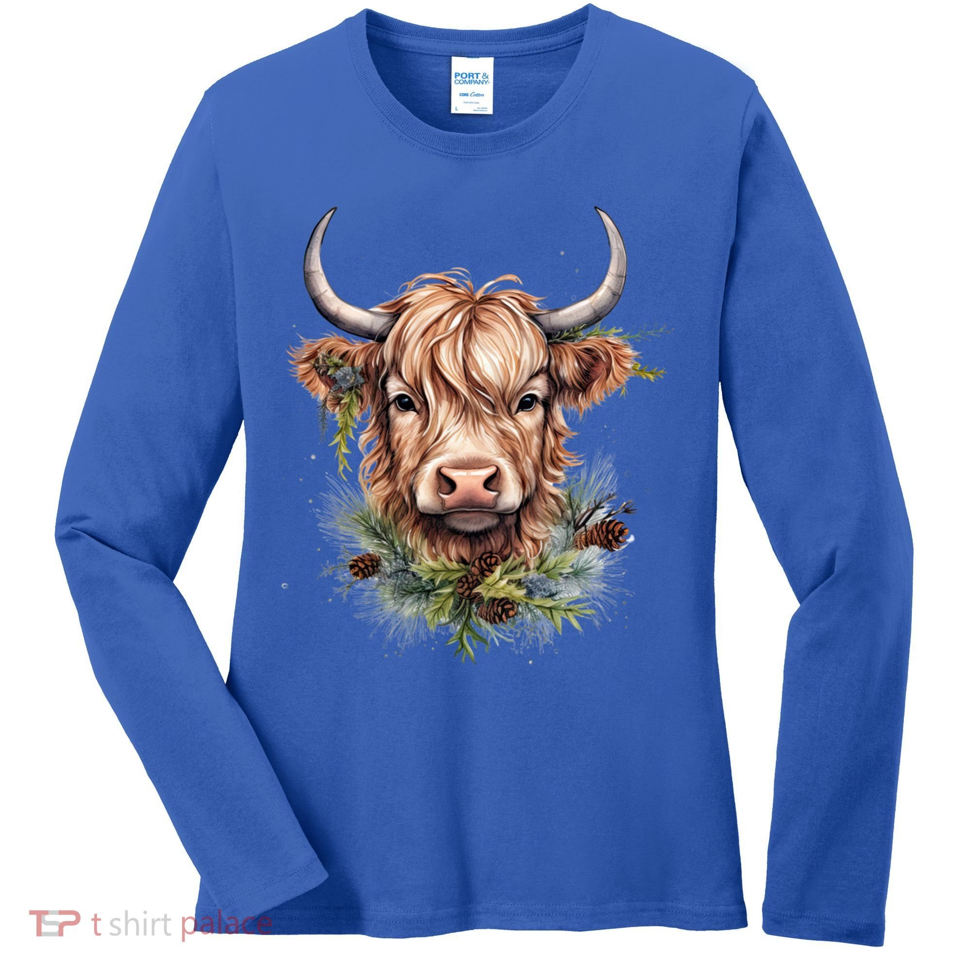 Scottish Highland Cow Cattle Hairy Cow Christmas Funny Gift Women's Long Sleeve Shirt