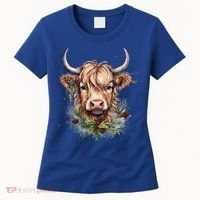 Scottish Highland Cow Cattle Hairy Cow Christmas Funny Gift Women's T-Shirt thumb 0