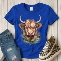 Scottish Highland Cow Cattle Hairy Cow Christmas Funny Gift Women's T-Shirt thumb 3