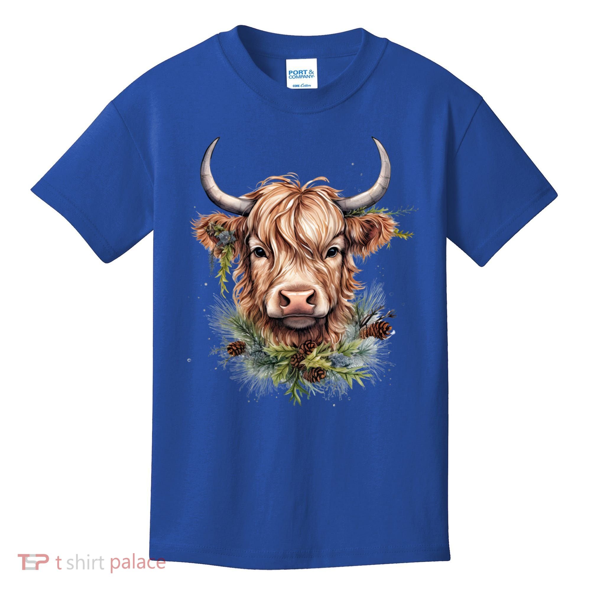 Scottish Highland Cow Cattle Hairy Cow Christmas Funny Gift Kids T-Shirt