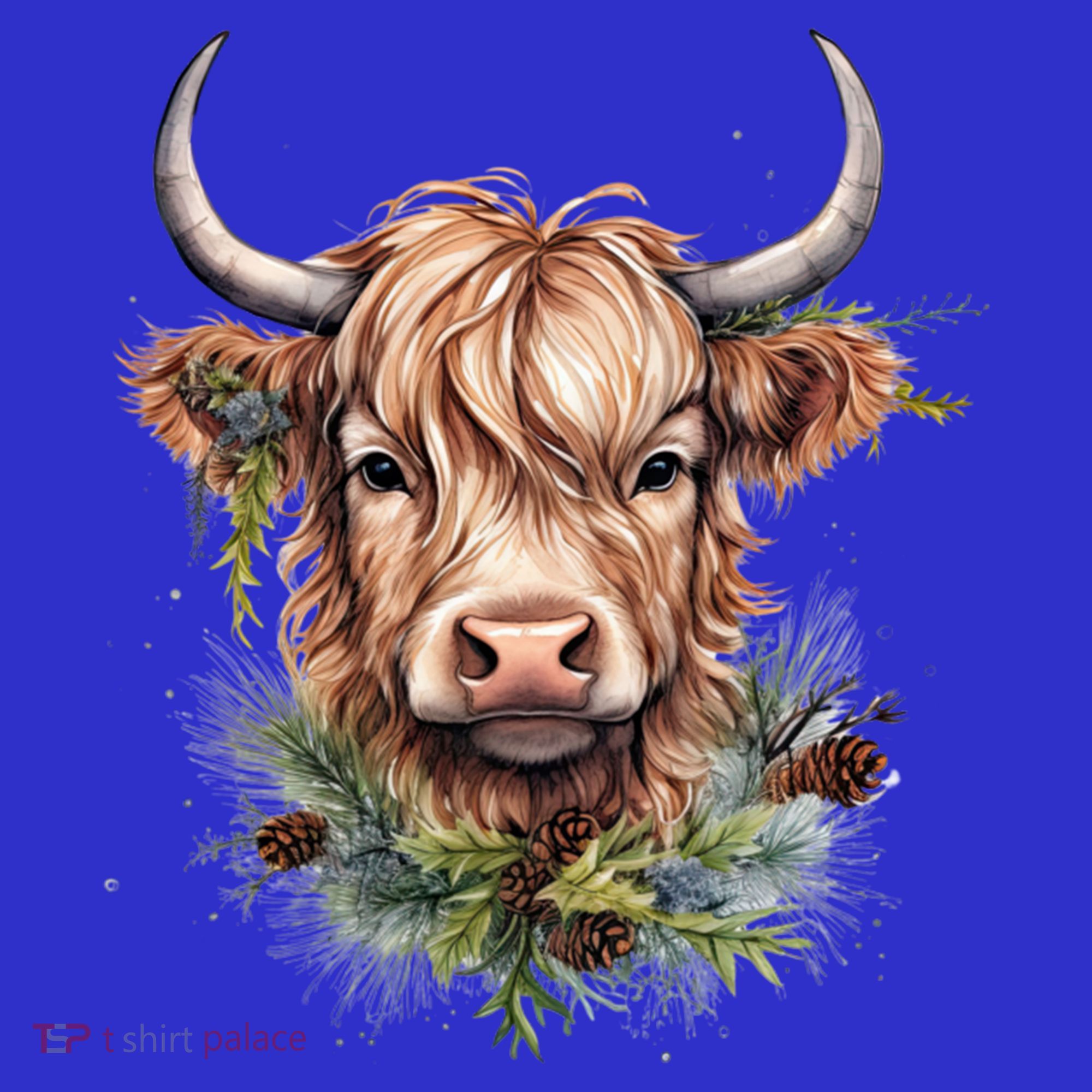Scottish Highland Cow Cattle Hairy Cow Christmas Funny Gift Kids T-Shirt