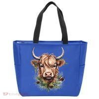 Scottish Highland Cow Cattle Hairy Cow Christmas Funny Gift Tote Bag thumb 0