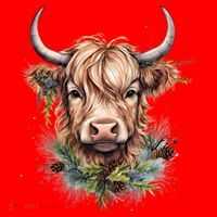 Scottish Highland Cow Cattle Hairy Cow Christmas Funny Gift Santa Hat thumb 1