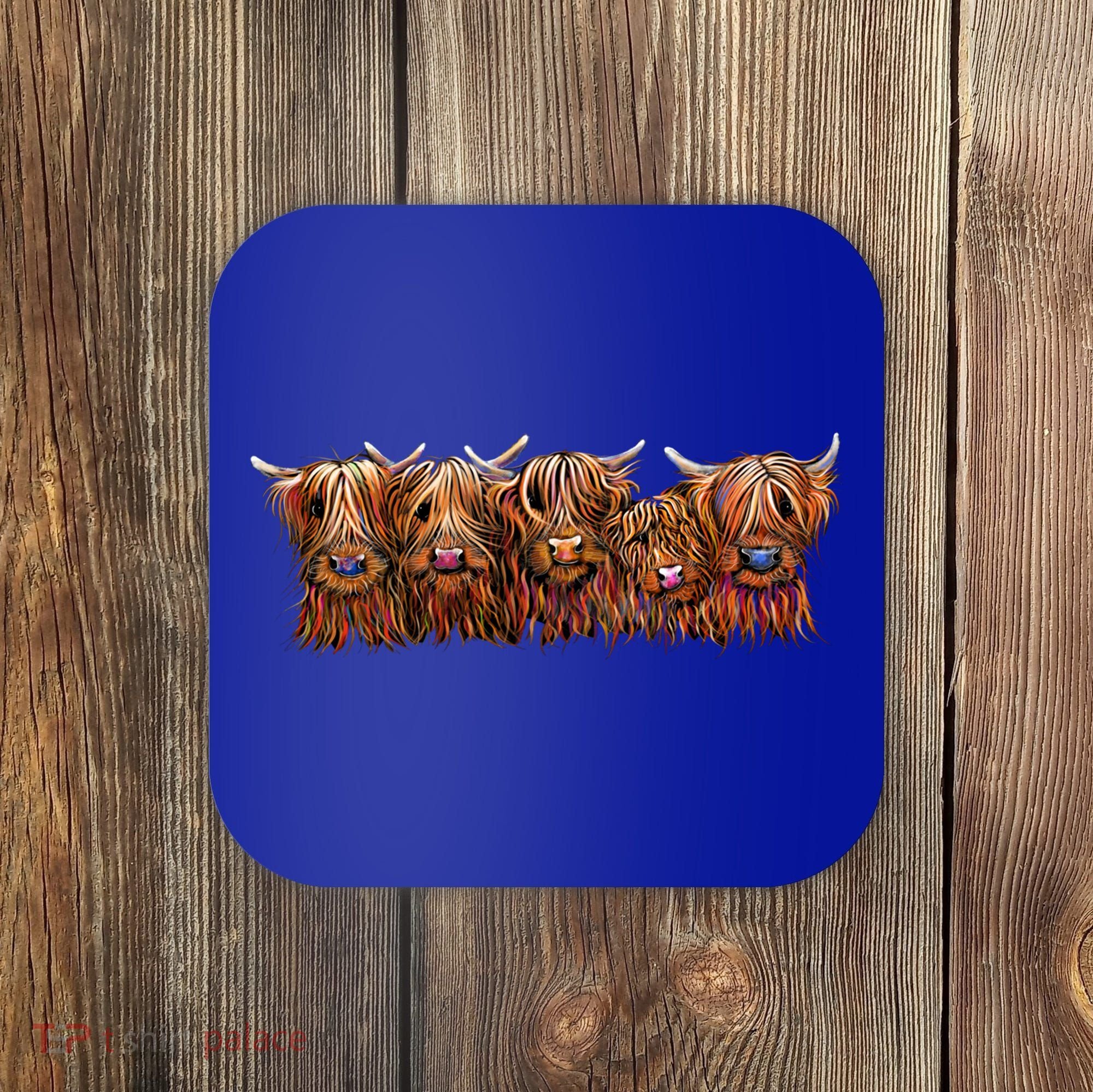 Scottish Highland Cows  The Happy Bunch Of Coos  Cute Gift Coaster