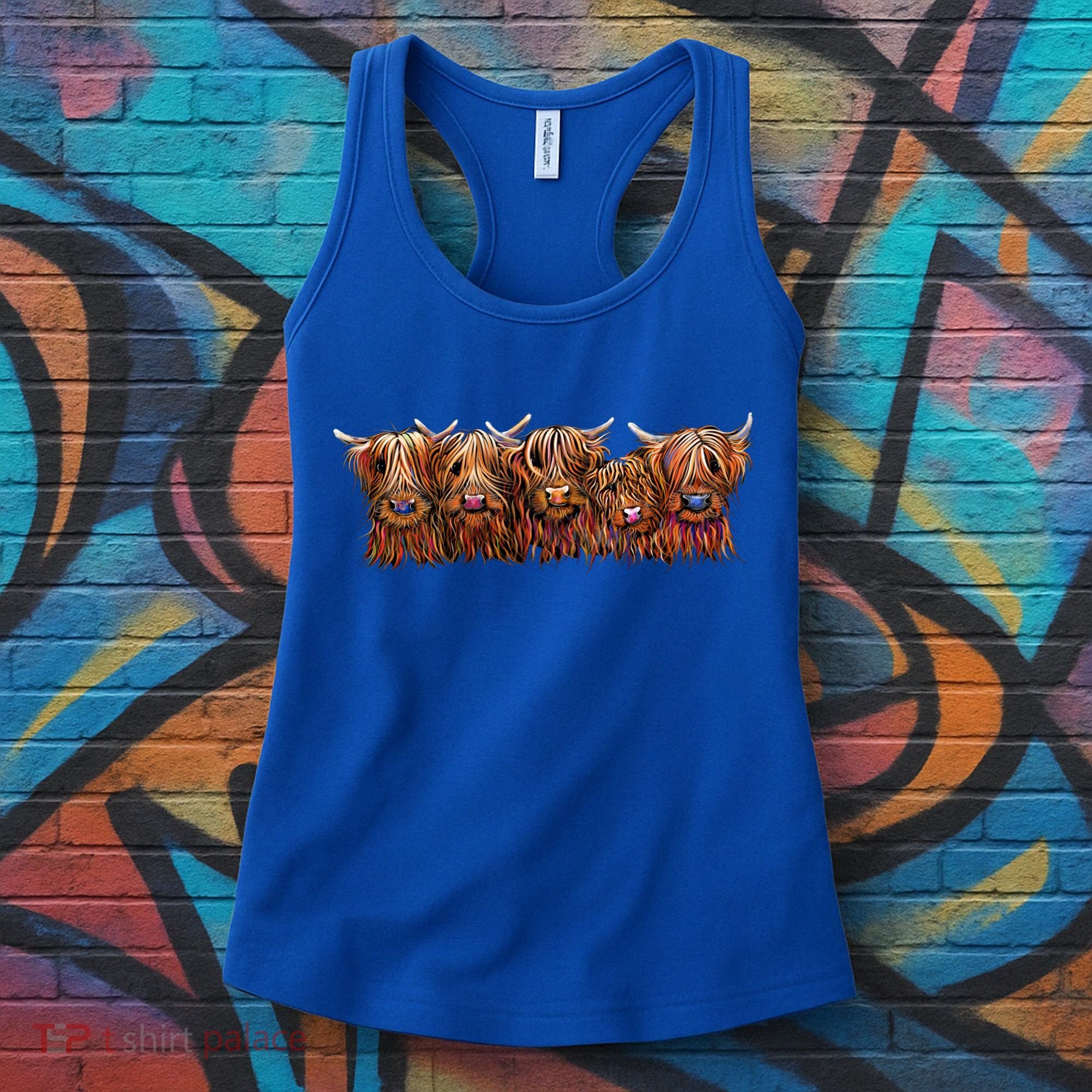 Scottish Highland Cows  The Happy Bunch Of Coos  Cute Gift Women's Tank Top