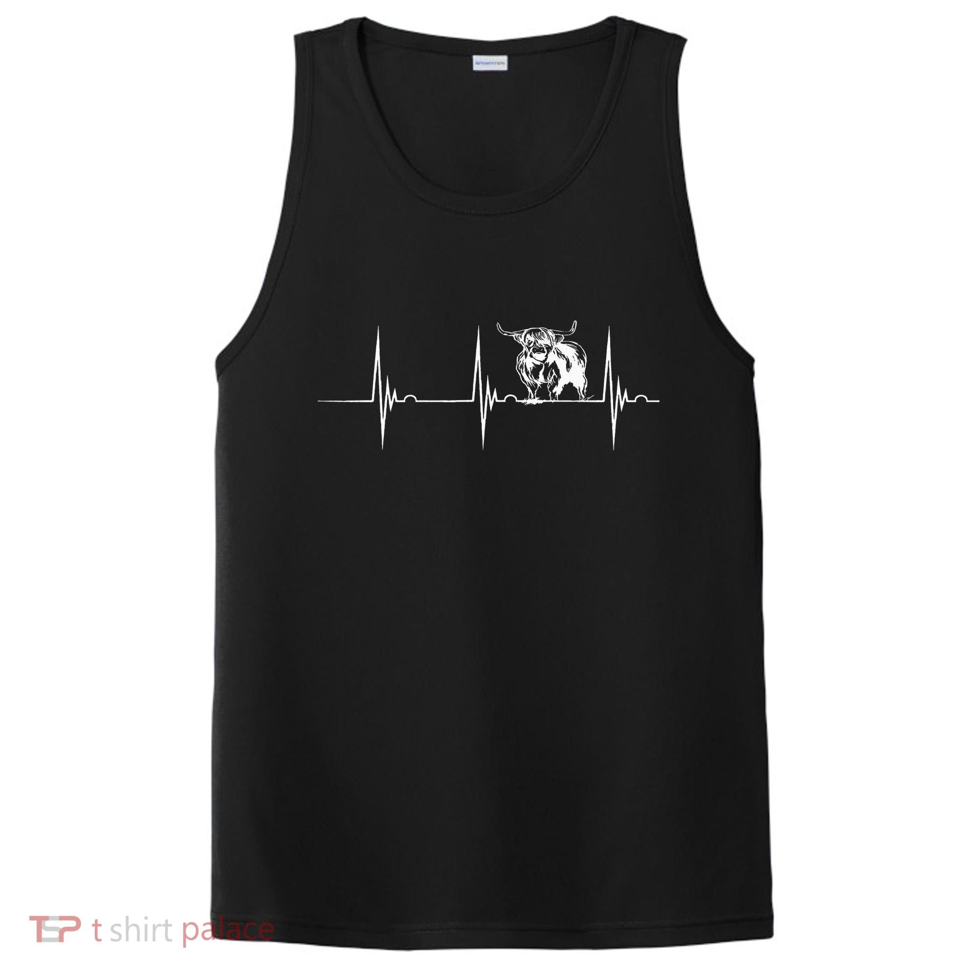 Scottish Highland Cow Heartbeat EKG Pulse Highlander Cow PosiCharge Competitor Tank