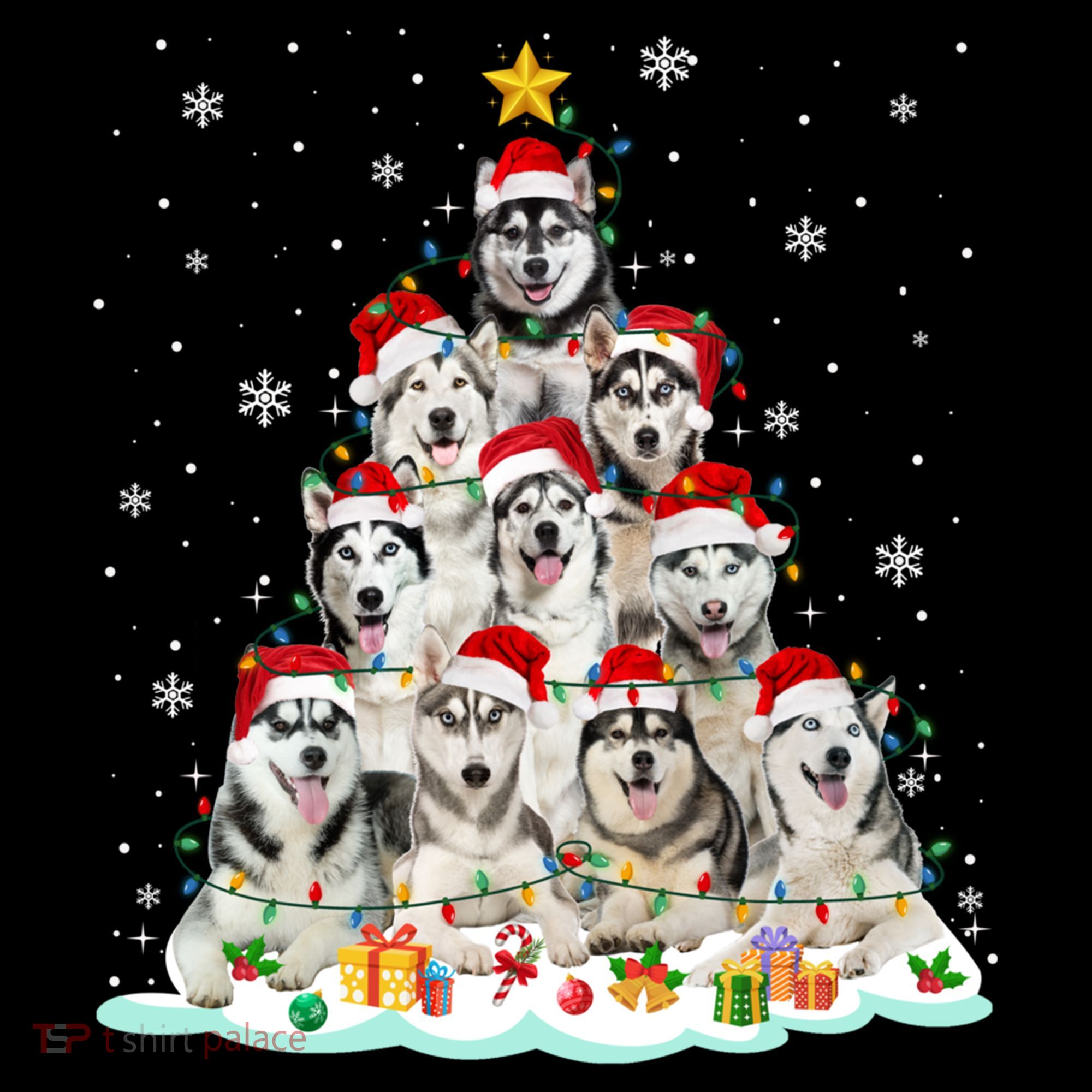 Siberian Husky Christmas Tree Dog Lights Pajamas Xmas Cool Gift Coffee Mug