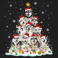 Siberian Husky Christmas Tree Dog Lights Pajamas Xmas Cool Gift Beanie thumb 2