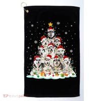 Siberian Husky Christmas Tree Dog Lights Pajamas Xmas Cool Gift Golf Towel thumb 0