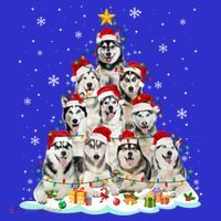 Siberian Husky Christmas Tree Dog Lights Pajamas Xmas Cool Gift Sweatshirt thumb 3