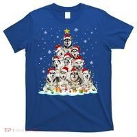 Siberian Husky Christmas Tree Dog Lights Pajamas Xmas Cool Gift T-Shirt thumb 0