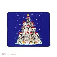 Siberian Husky Christmas Tree Dog Lights Pajamas Xmas Cool Gift Mousepad thumb 0