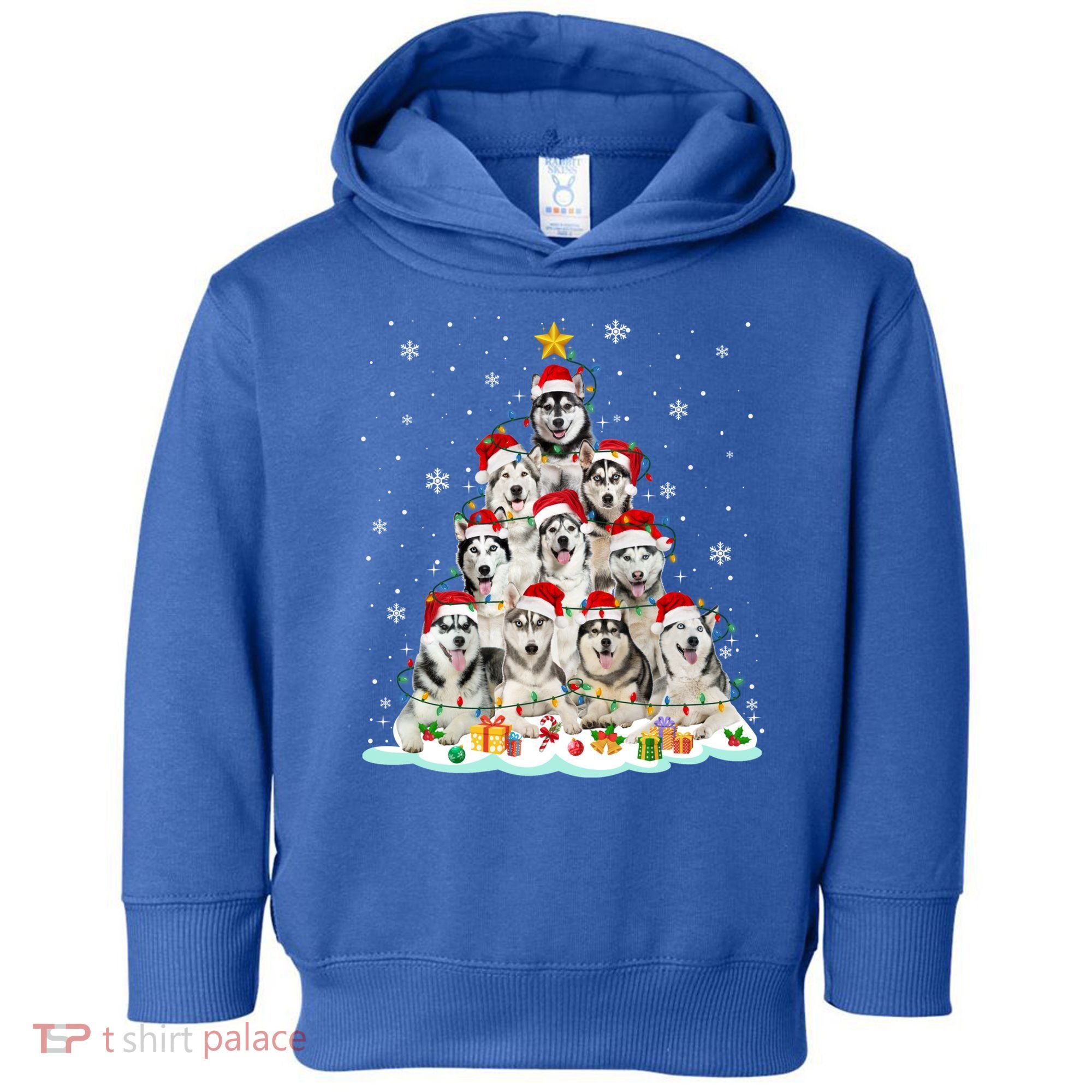 Siberian Husky Christmas Tree Dog Lights Pajamas Xmas Cool Gift Toddler Hoodie