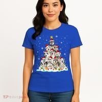 Siberian Husky Christmas Tree Dog Lights Pajamas Xmas Cool Gift Women's T-Shirt thumb 4