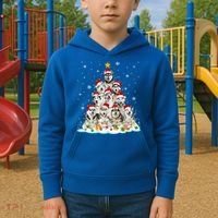 Siberian Husky Christmas Tree Dog Lights Pajamas Xmas Cool Gift Kids Hoodie thumb 2