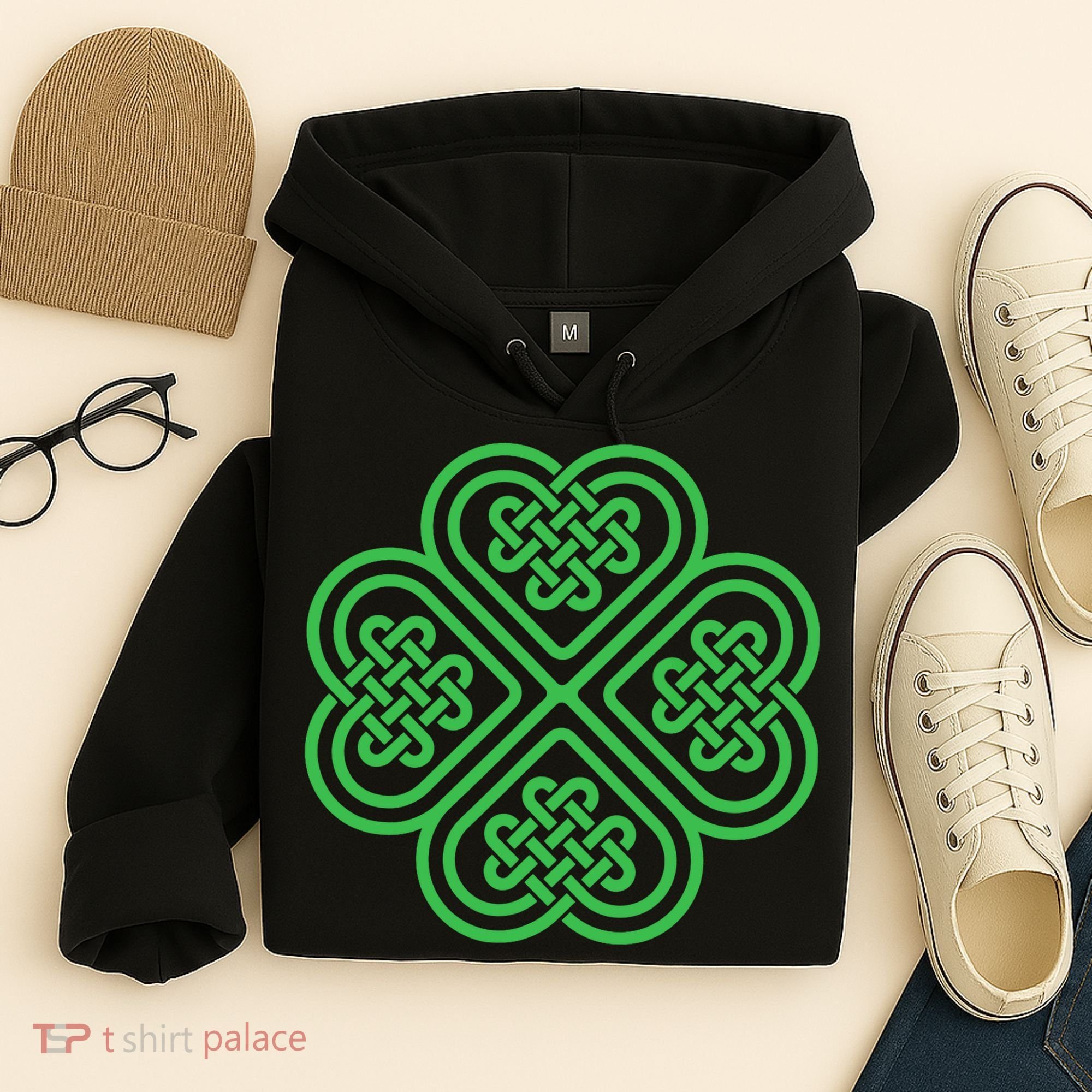 Shamrock Heart Celtic Knot Irish St. Patricks Day Hoodie