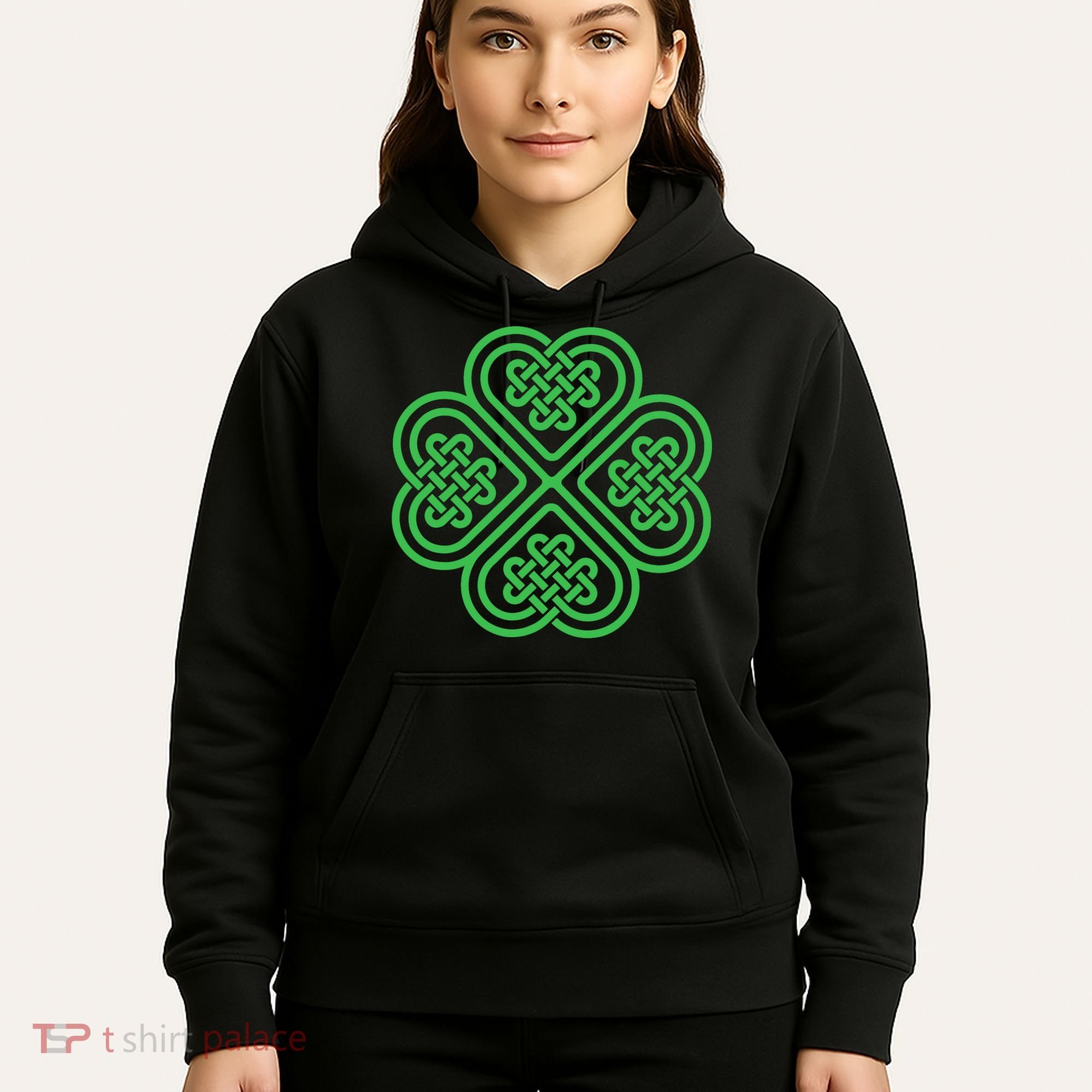 Shamrock Heart Celtic Knot Irish St. Patricks Day Hoodie