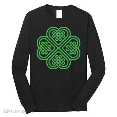 Shamrock Heart Celtic Knot Irish St. Patricks Day Long Sleeve Shirt