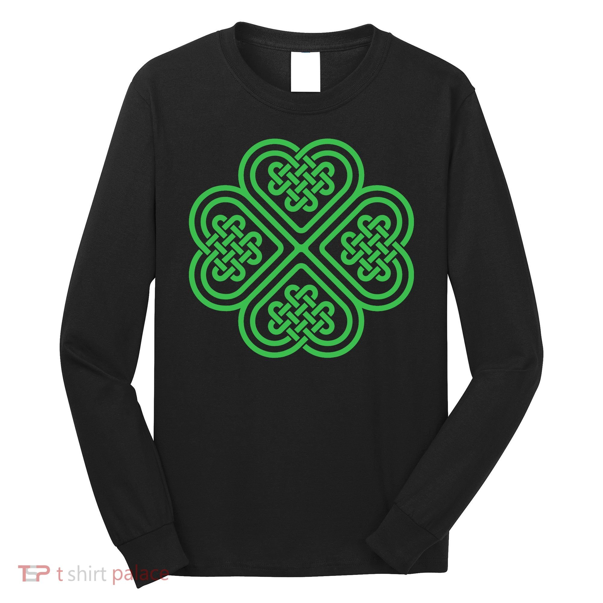 Shamrock Heart Celtic Knot Irish St. Patricks Day Long Sleeve Shirt