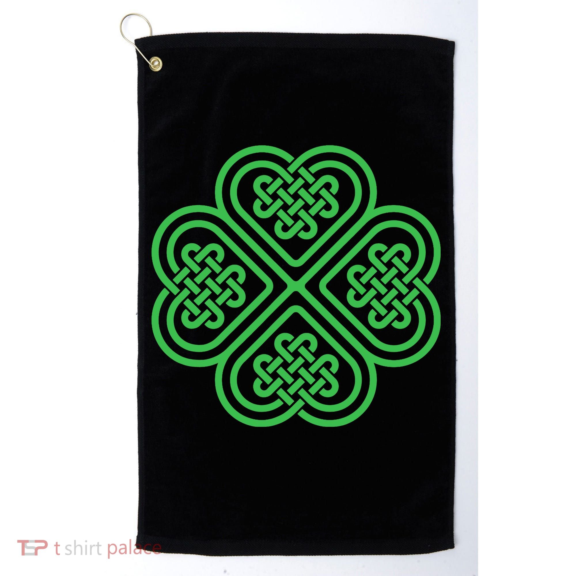 Shamrock Heart Celtic Knot Irish St. Patricks Day Golf Towel