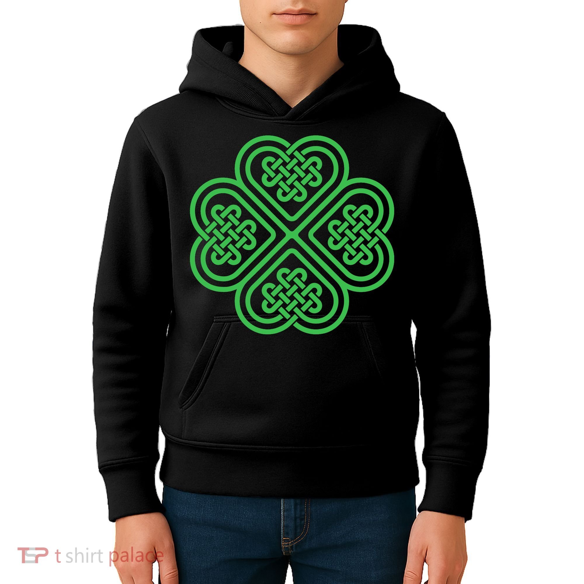 Shamrock Heart Celtic Knot Irish St. Patricks Day Kids Hoodie