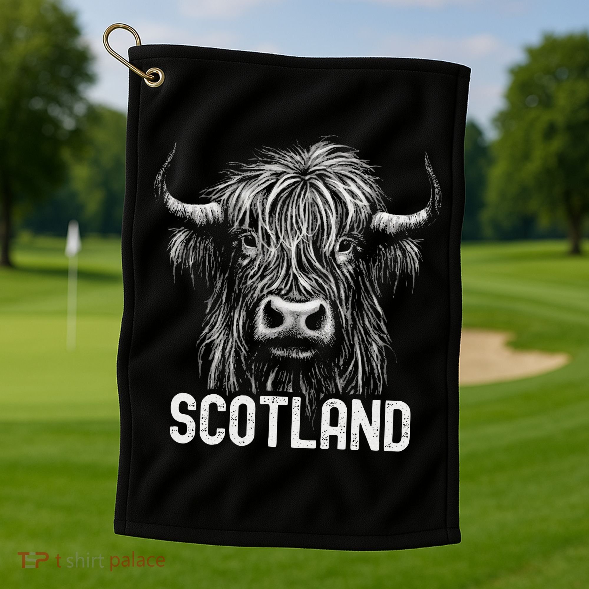Scottish Highland Cow Scotland Trip Golf Towel