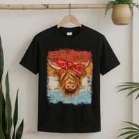 Scottish Highland Cow Cattle Hairy Cow Flowers Woman T-Shirt thumb 2