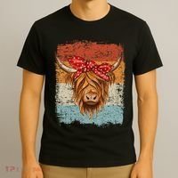 Scottish Highland Cow Cattle Hairy Cow Flowers Woman T-Shirt thumb 3