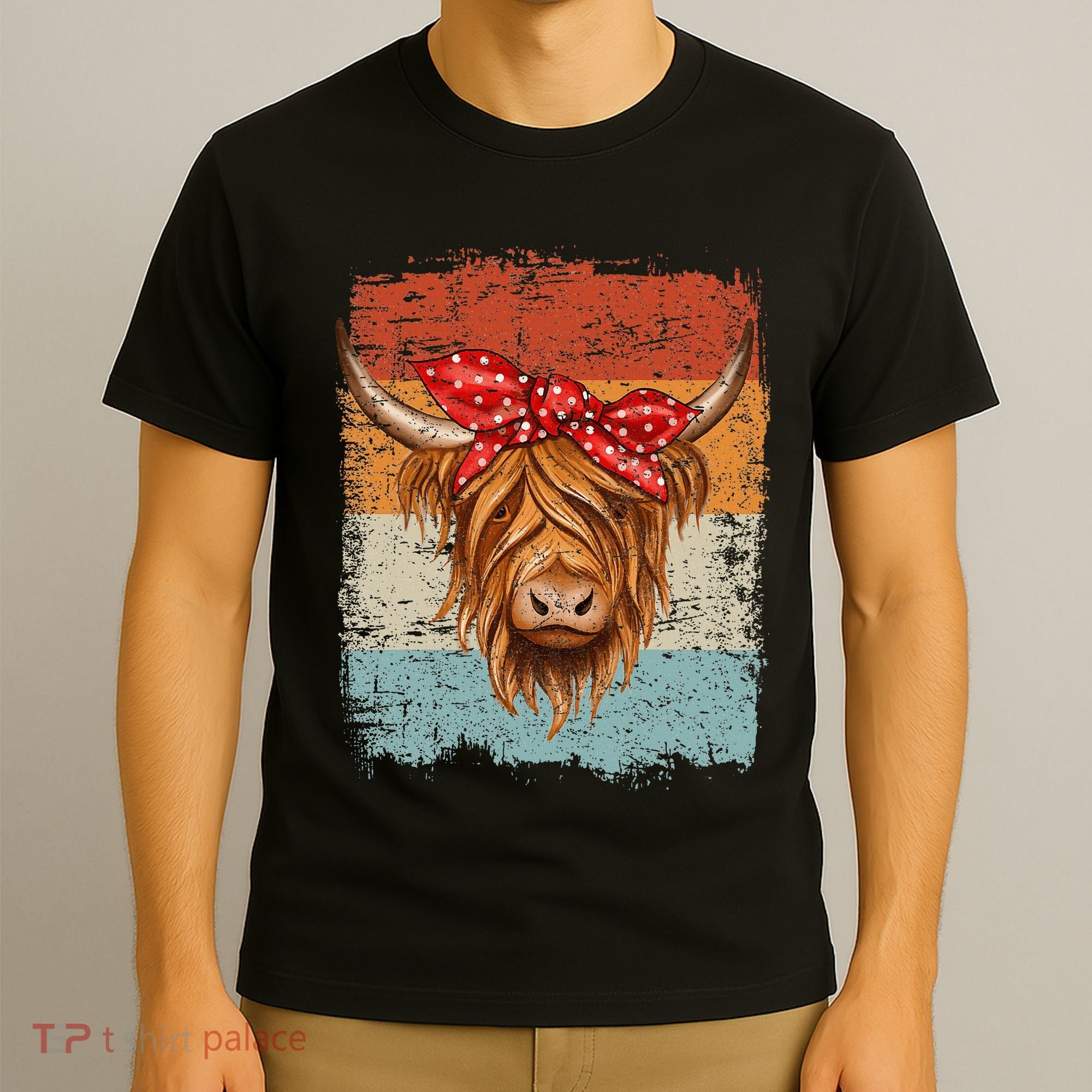 Scottish Highland Cow Cattle Hairy Cow Flowers Woman T-Shirt