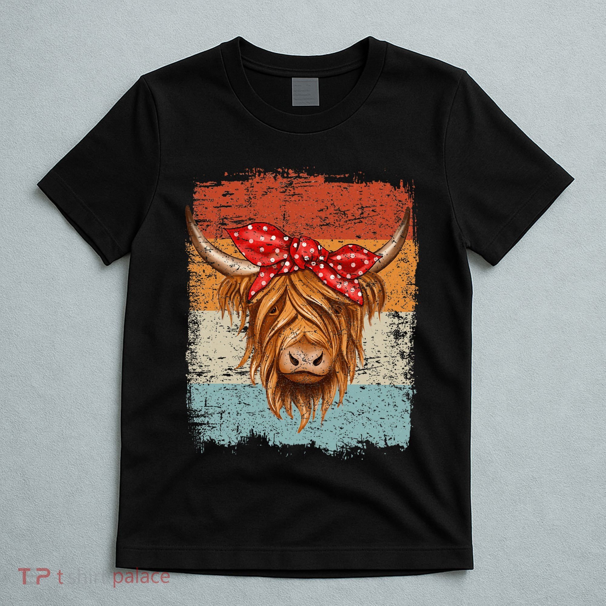 Scottish Highland Cow Cattle Hairy Cow Flowers Woman T-Shirt