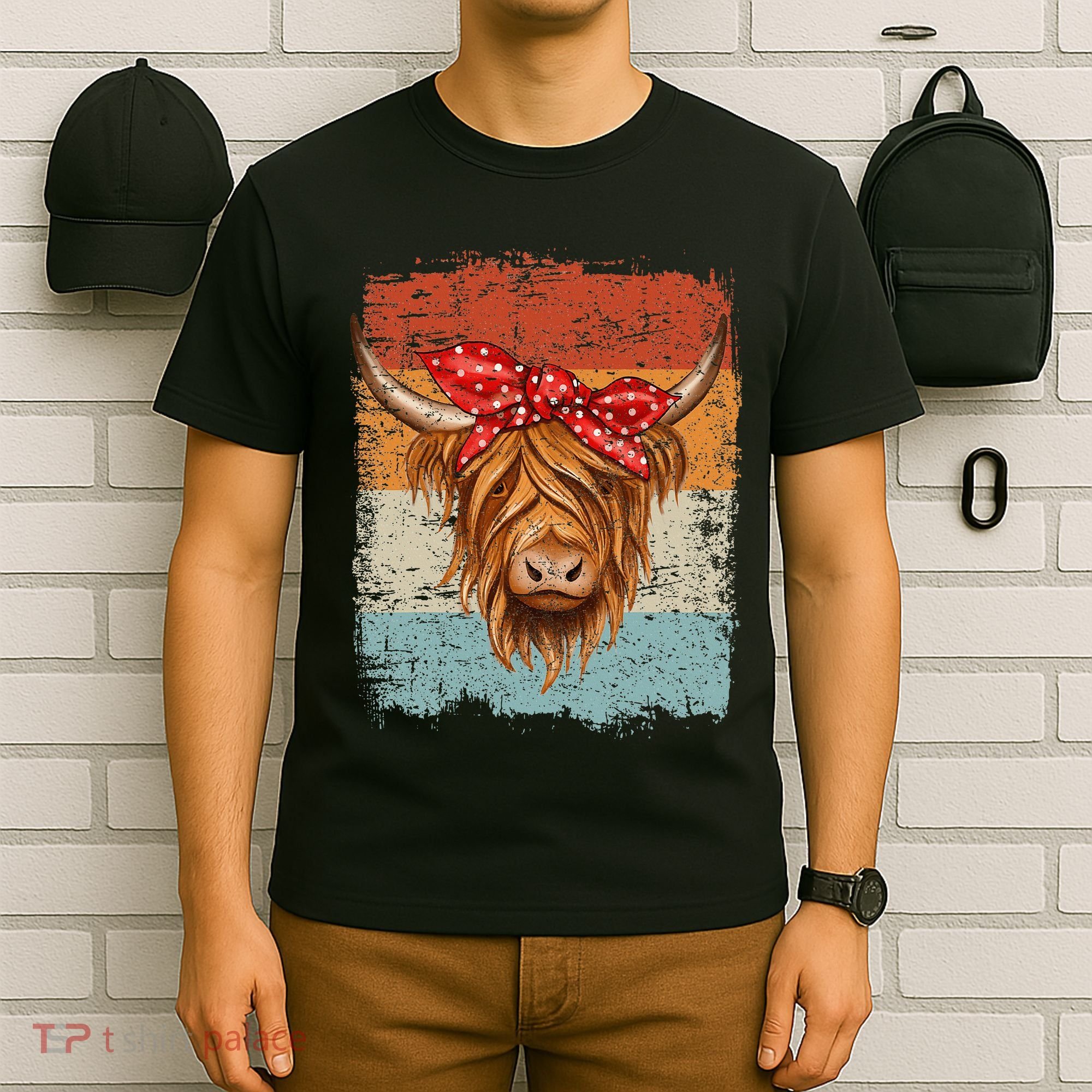 Scottish Highland Cow Cattle Hairy Cow Flowers Woman T-Shirt