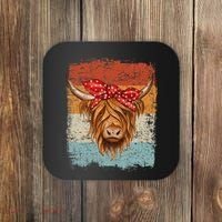 Scottish Highland Cow Cattle Hairy Cow Flowers Woman Coaster thumb 0