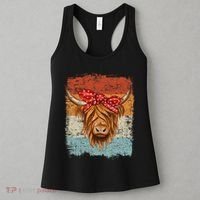 Scottish Highland Cow Cattle Hairy Cow Flowers Woman Women's Tank Top thumb 3