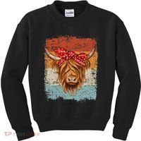 Scottish Highland Cow Cattle Hairy Cow Flowers Woman Kids Sweatshirt thumb 0