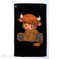 Scottish Highland Cow Lover Cute Cow Highland Cow Golf Towel thumb 0