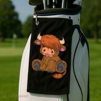 Scottish Highland Cow Lover Cute Cow Highland Cow Golf Towel thumb 2