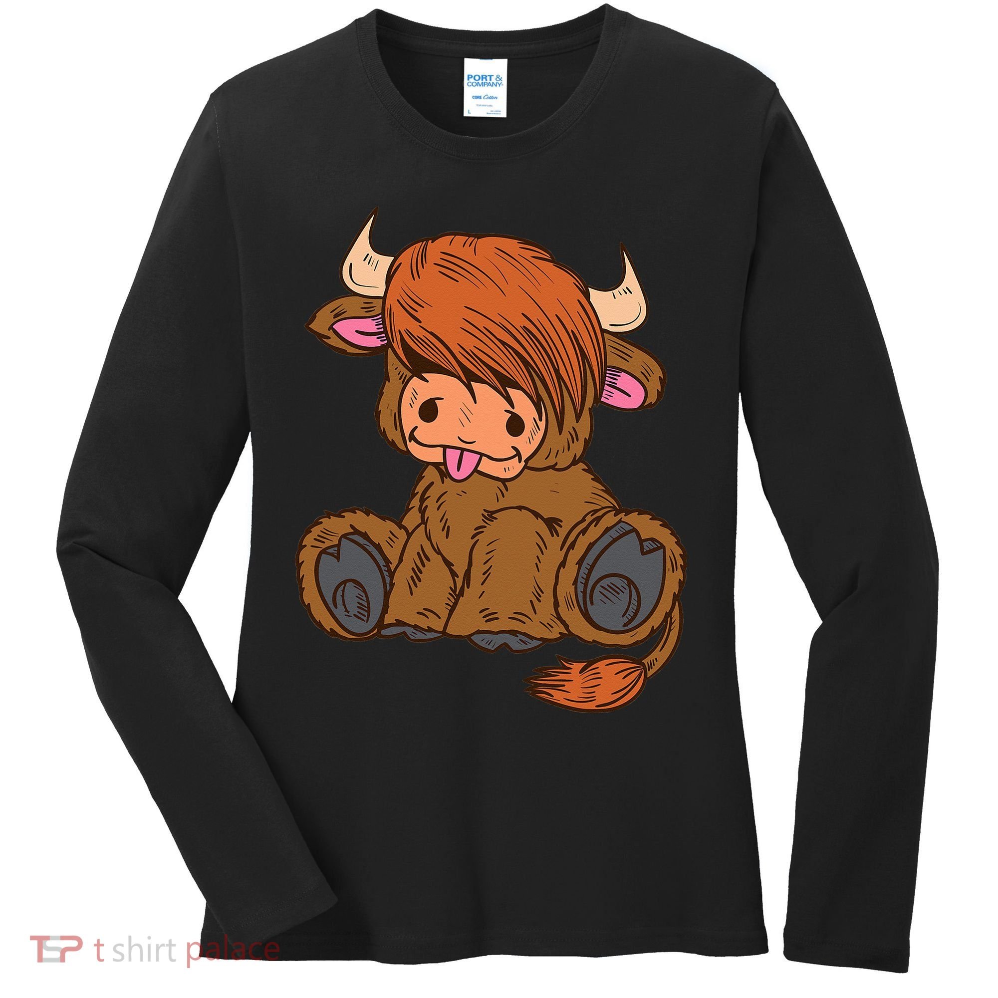 Scottish Highland Cow Lover Cute Cow Highland Cow Women's Long Sleeve Shirt