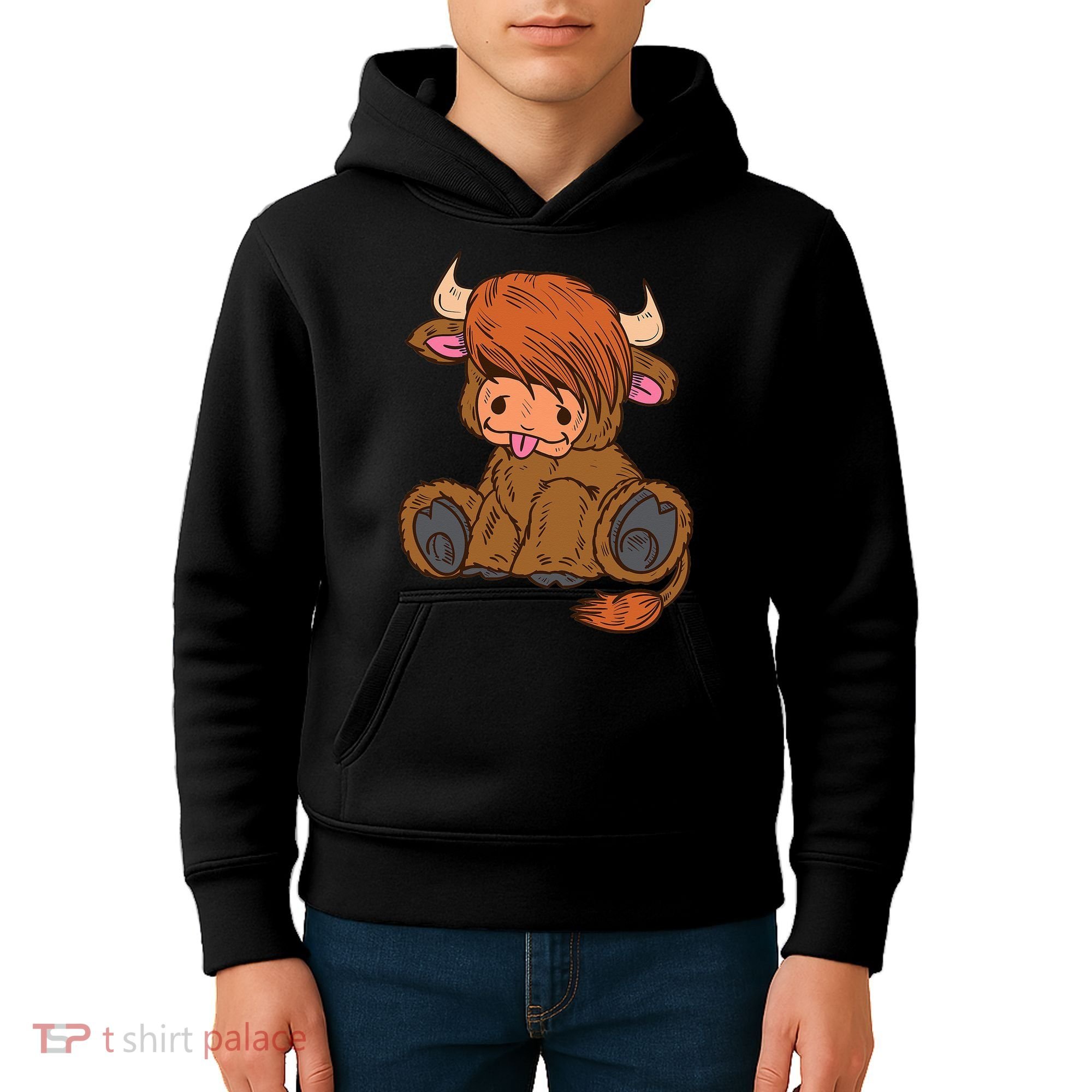 Scottish Highland Cow Lover Cute Cow Highland Cow Kids Hoodie