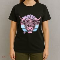 Scottish Highland Cow Cattle Hairy Cow Flowers Woman T-Shirt thumb 4
