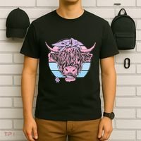 Scottish Highland Cow Cattle Hairy Cow Flowers Woman T-Shirt thumb 6