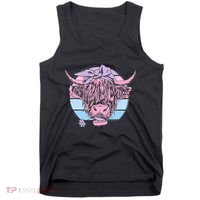Scottish Highland Cow Cattle Hairy Cow Flowers Woman Tank Top thumb 0