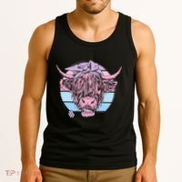 Scottish Highland Cow Cattle Hairy Cow Flowers Woman Tank Top thumb 3